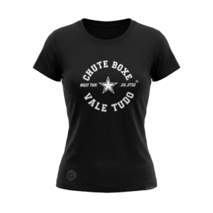 Camiseta feminina preta Chute Boxe